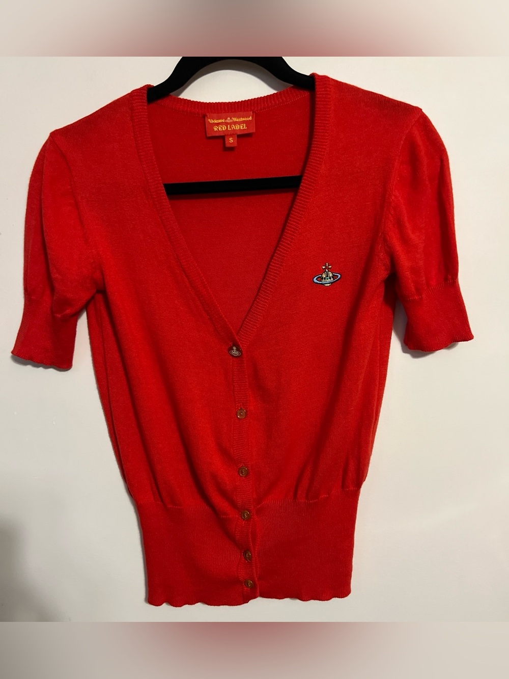 Vivienne Westwood Red Label Red Knit Top with Gold Embroidery